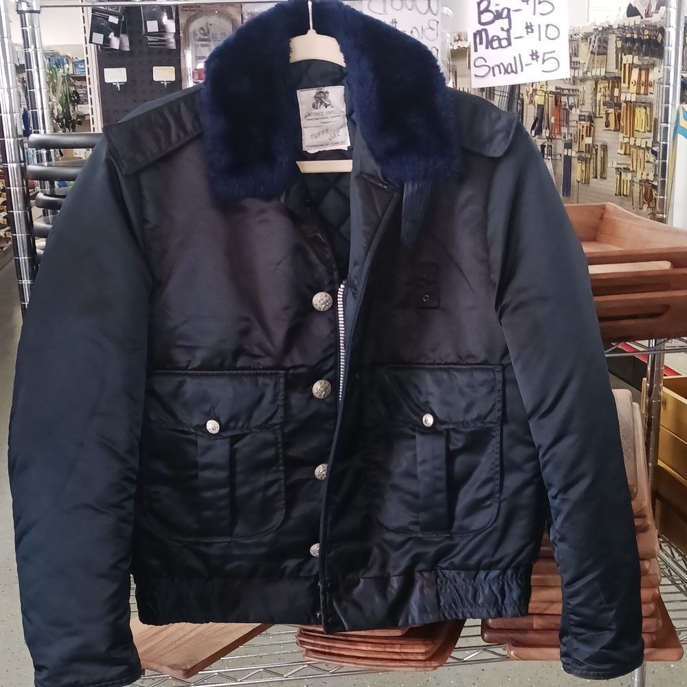 Men's Navy Jacket with Faux Fur Collar